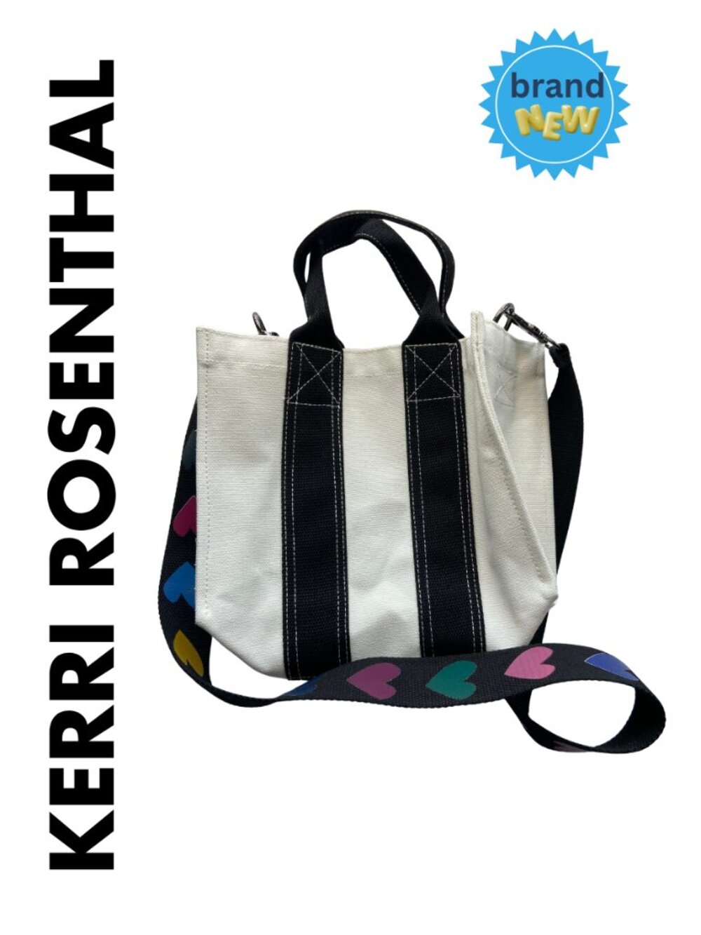 Kerri Rosenthal Mini Canvas Tote Bag w/Hearts - New with Tags